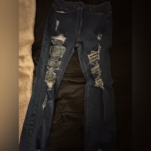 Distressed Blue Jeans